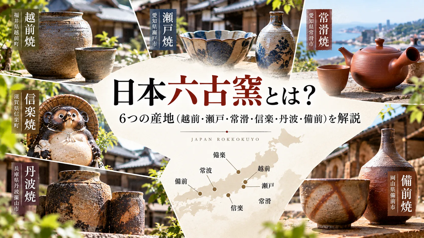 日本六古窯とは？6つの産地（越前・瀬戸・常滑・信楽・丹波・備前）を