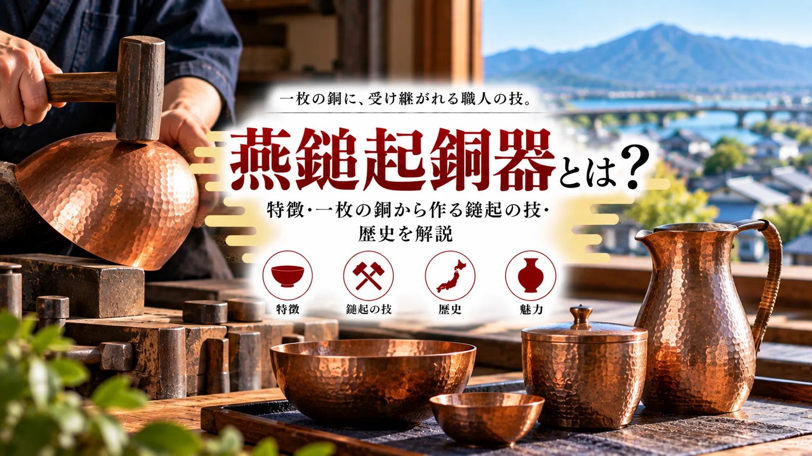 燕鎚起銅器とは？特徴・一枚の銅から作る鎚起の技・歴史を解説 | もの
